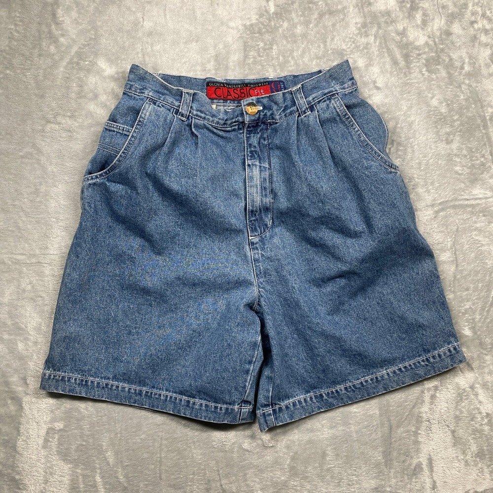 VTG 90s‎ Gloria Vanderbilt Womens Classic Fit Pleated High Rise Denim Shorts 10